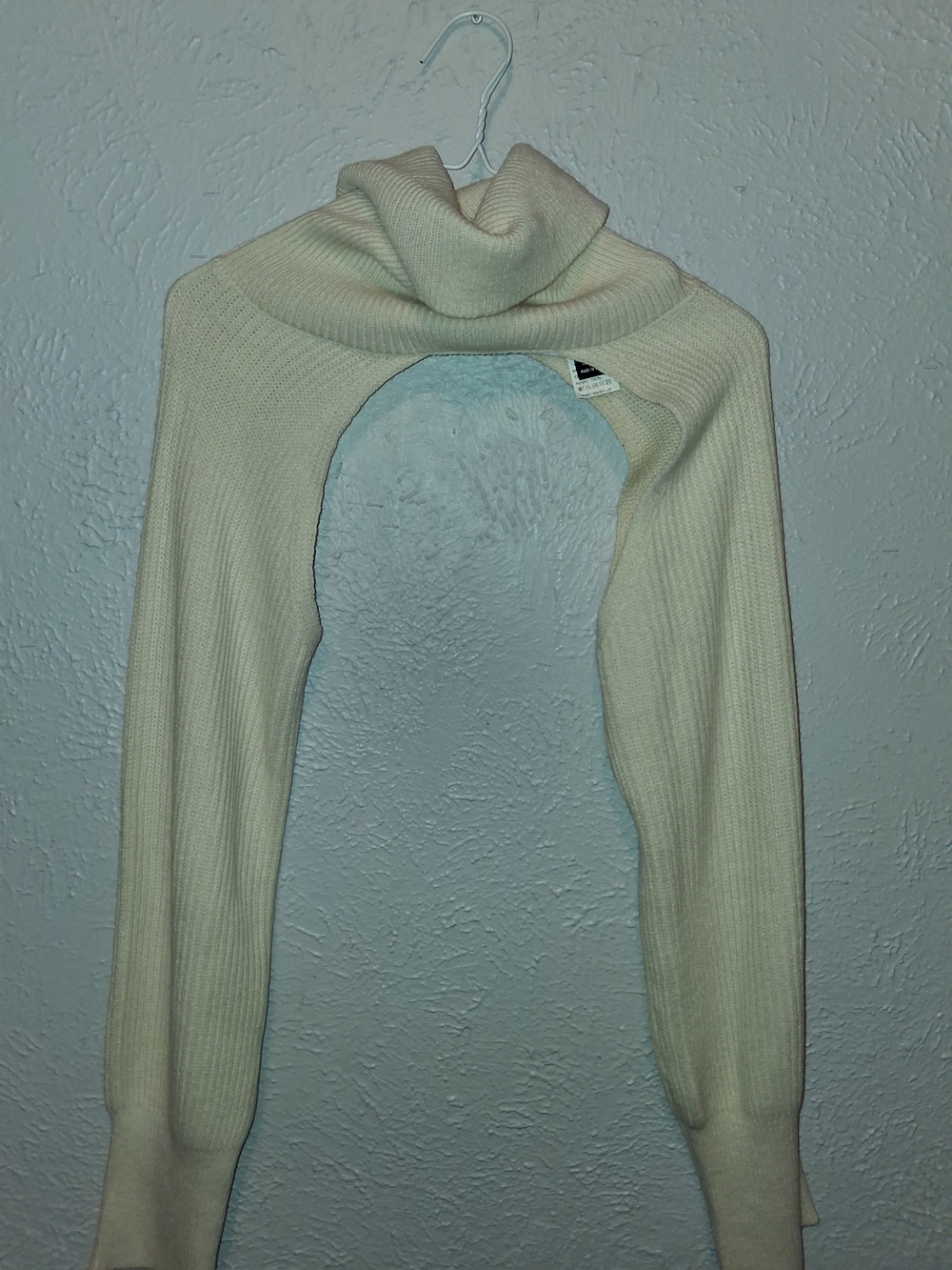 SHEIN Cream Ribbed Turtleneck Shrug